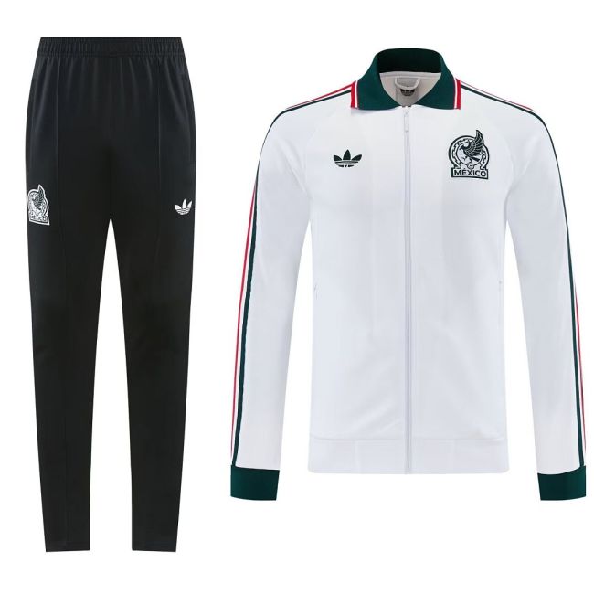 2026-2027 Mexico White Soccer Windbreaker Tracksuit Jacket Football Jacket and Pants