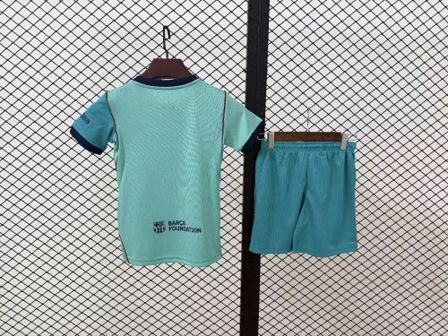 Youth Uniform Kids Kit 2026-2027 Barcelona Third Away Soccer Jersey Shorts Child Football Set