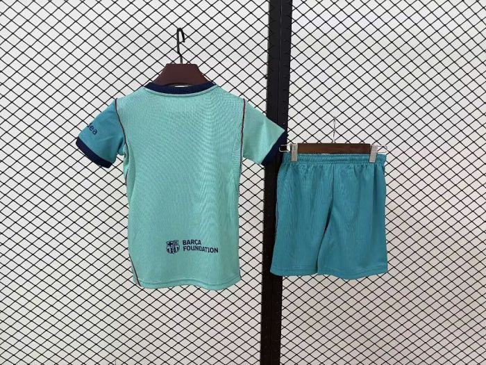 Youth Uniform Kids Kit 2026-2027 Barcelona Third Away Soccer Jersey Shorts Child Football Set