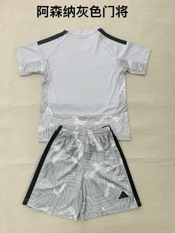 Youth Uniform Kids Kit 2026-2027 Arsenal Grey Goalkeeper Soccer Jersey Shorts Child Football Set