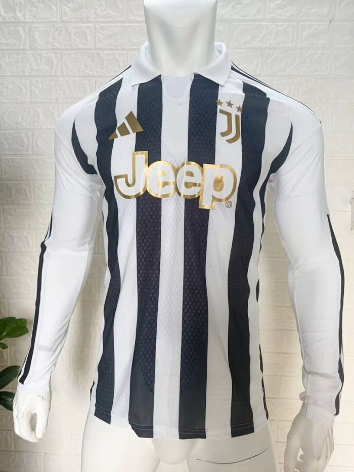 Long Sleeve Maillot Juve Shirt Player Version 2026-2027 Juventus Home Soccer Jersey Juv Football Shirt