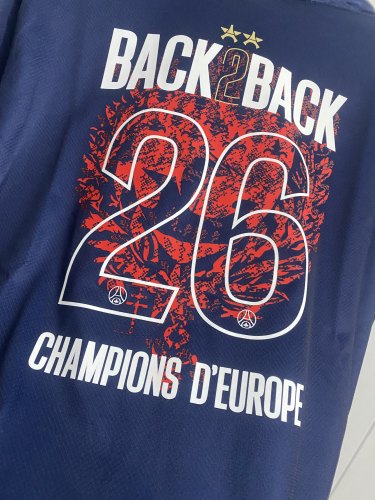 with 2 Stars Fan Version 2025-2026 PSG Home - Flocage Champions of Europe - 26 Soccer Jersey Paris Football Maillot