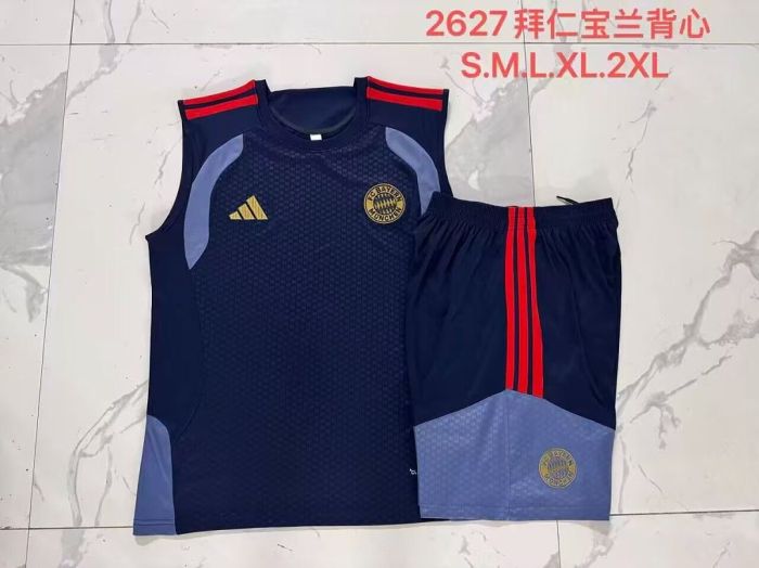 Adult Uniform 2026-2027 Bayern Munich Dark Blue Soccer Training Vest and Shorts Football Kits