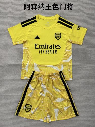Youth Uniform Kids Kit 2026-2027 Arsenal Yellow Goalkeeper Soccer Jersey Shorts Child Football Set
