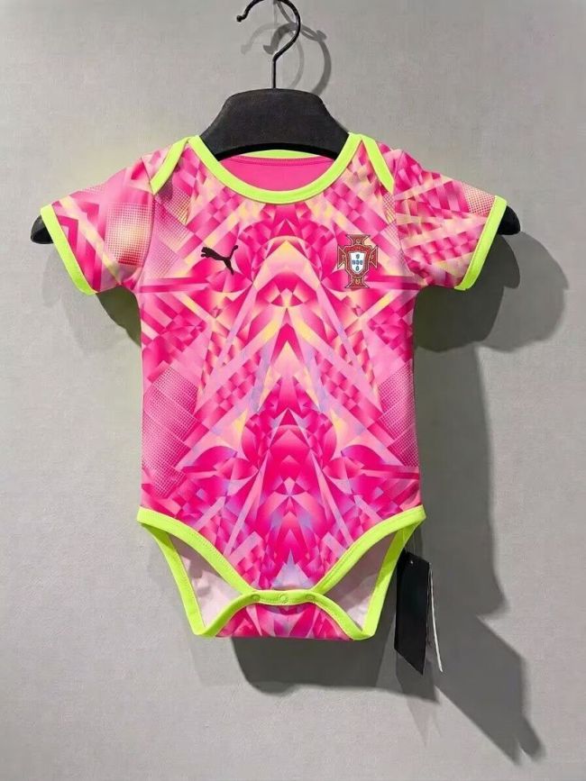 Baby Cloth 2026-2027 Portugal Pink Soccer Jersey Baby Onesies