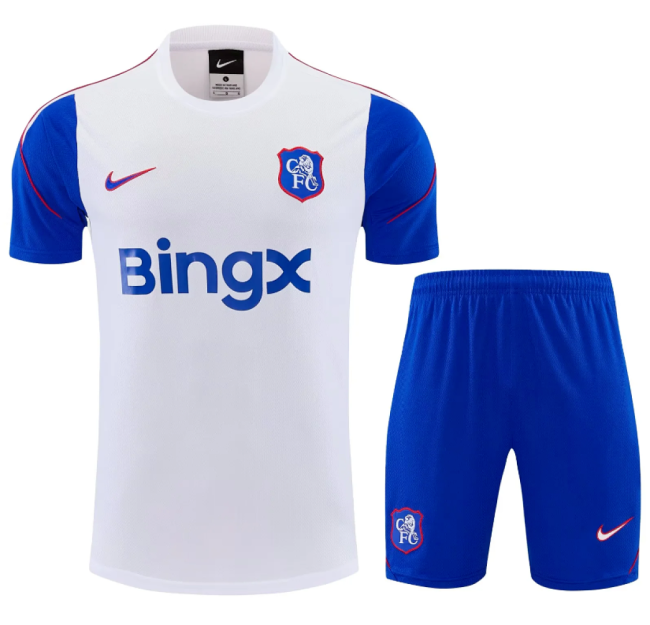 Adult Uniform 2026-2027 Chelsea White/Blue Soccer Training Jersey and Shorts Football Kits