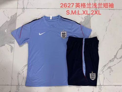 Adult Uniform 2026-2027 England Sky Blue Soccer Training Jersey and Shorts Football Kits