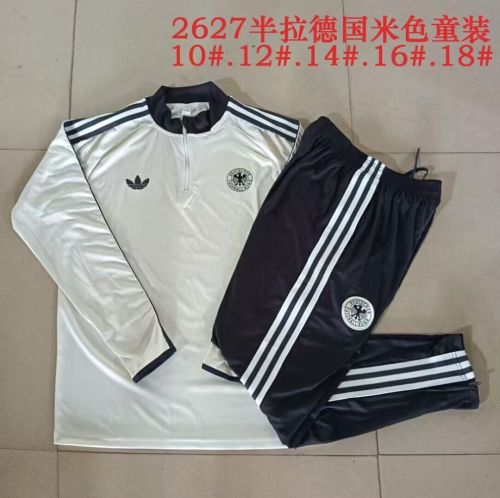 Youth 2026 Germany White Soccer Training Sweater and Pants Child Football Kit