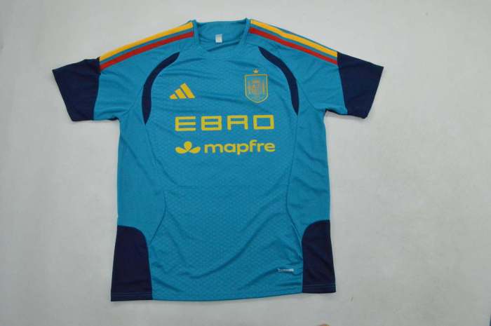 with Sponor Logo Fan Version 2026 Spain Blue Soccer Training Jersey España Camisetas de Futbol