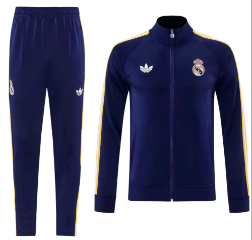 2026-2027 Real Madrid Dark Blue originals Soccer Windbreaker Tracksuit Jacket Football Jacket and Pants