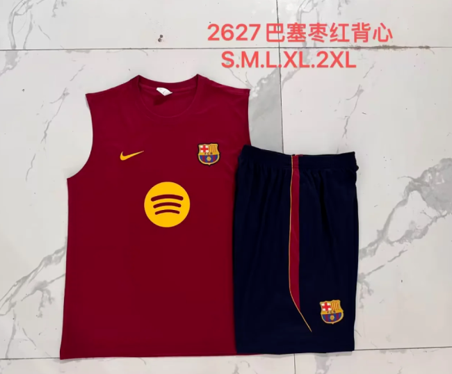 Adult Uniform 2026-2027 Barcelona Dark Red Soccer Training Vest and Shorts Football Kits