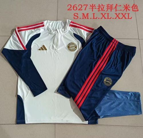 2026-2027 Bayern Munich White Soccer Training Sweater and Pants Football Kit