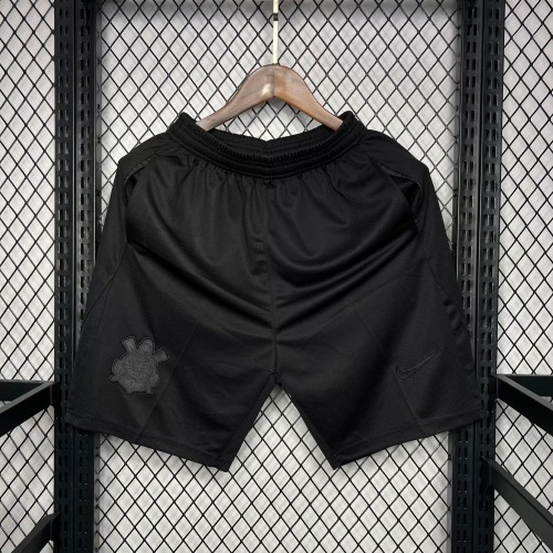 with Pocket Fan Version 2025-2026 Corinthians Black Soccer Shorts Football Shorts