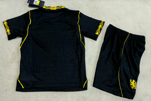 Player Version Youth Uniform Kids Kit 2026-2027 Chelsea Away Black Soccer Jersey Shorts Child Football Set