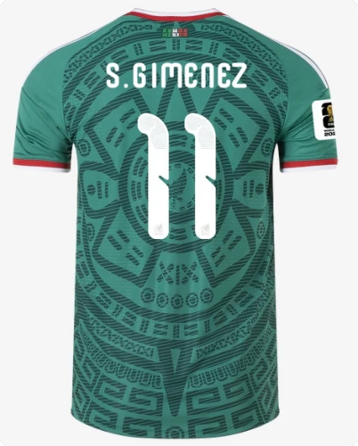 with FIFA World Cup Patch Fan Version 2026 Mexico S. Gimenez 11 Home Soccer Jersey Football Shirt