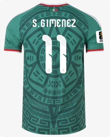 with FIFA World Cup Patch Fan Version 2026 Mexico S. Gimenez 11 Home Soccer Jersey Football Shirt
