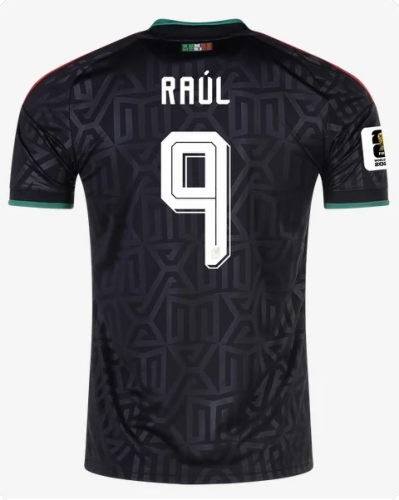 with World Cup Patch Player Version 2026 Mexico Raul 9 Third Away Black Soccer Jersey Football Shirt