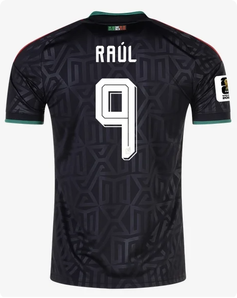 with World Cup Patch Player Version 2026 Mexico Raul 9 Third Away Black Soccer Jersey Football Shirt