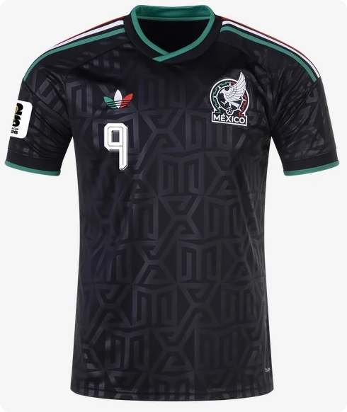with World Cup Patch Player Version 2026 Mexico Raul 9 Third Away Black Soccer Jersey Football Shirt