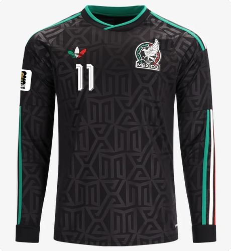 with FIFA World Cup Patch Long Sleeve Player Version 2026 Mexico S. Gimenez 11 Third Away Black Soccer Jersey Football Shirt