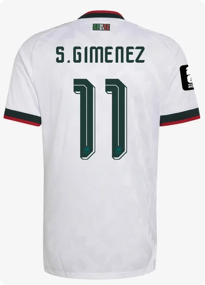 with FIFA World Cup Patch Player Version 2026 Mexico S. Gimenez 11 Away white Soccer Jersey Football Shirt