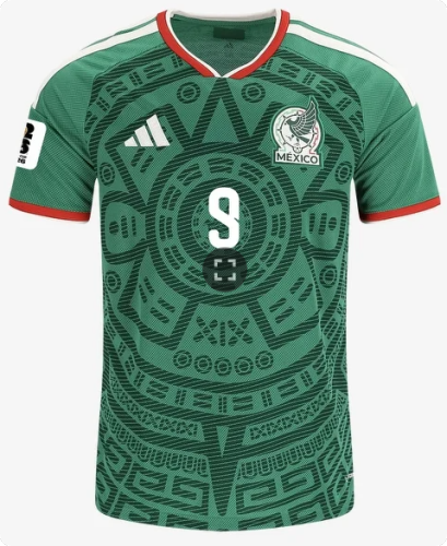 with FIFA World Cup Patch Fan Version 2026 Mexico Raul 9  Home Soccer Jersey Football Shirt