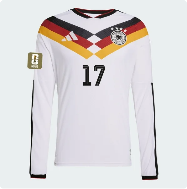with FIFA World Cup Patch Long Sleeve Player Version 2026 Germany Wirtz 17 Home Soccer Jersey Football Shirt