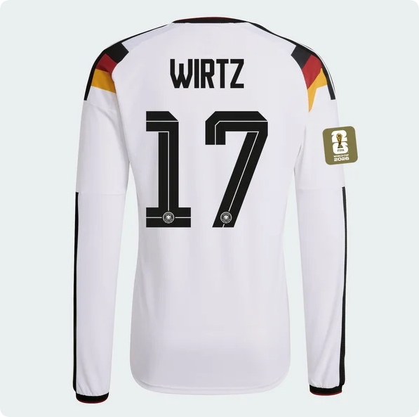 with FIFA World Cup Patch Long Sleeve Player Version 2026 Germany Wirtz 17 Home Soccer Jersey Football Shirt
