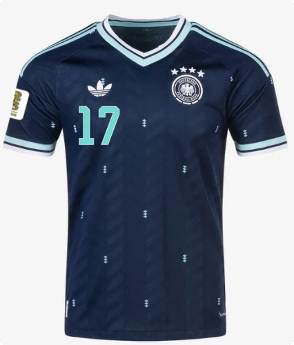 with FIFA World Cup Patch Fan Version 2026 Germany Wirtz 17 Away Dark Blue Soccer Jersey Football Shirt