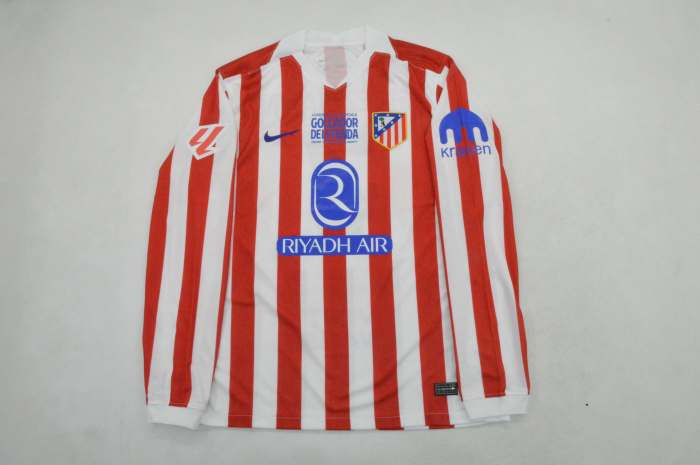 with Front Lettering+Copa del Rey patches Fan Version 2025-2026 Atletico Madrid Griezmann 7 copa de rey Final Home Soccer Jersey Football Shirt