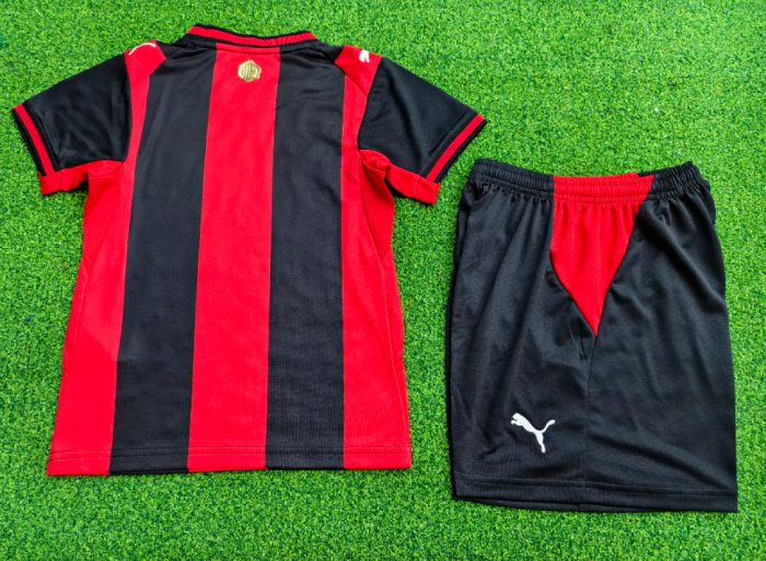 Player Version Youth Uniform Kids Kit 2026-2027 AC MILAN Home Soccer Jersey Shorts Child Football Set