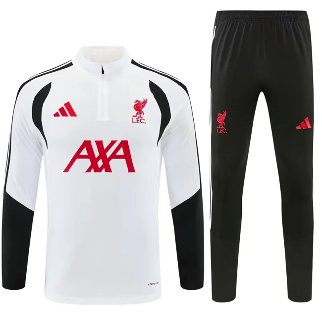 2026-2027 Liverpool White/Black Soccer Training Sweater and Pants Football Kit