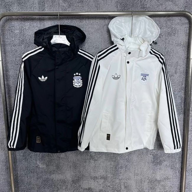 with Caps 2026-2027 Argentina Soccer Windbreaker Tracksuit Jacket Football Jacket and Pants