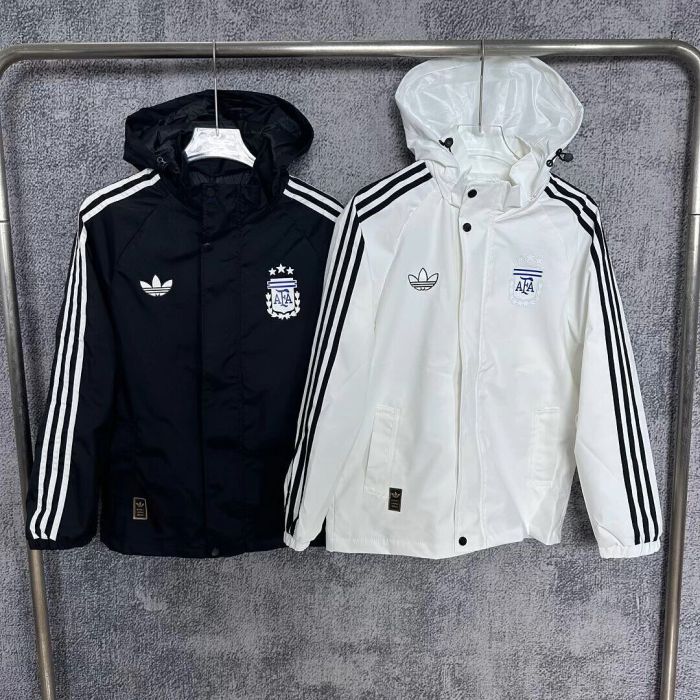 with Caps 2026-2027 Argentina Soccer Windbreaker Tracksuit Jacket Football Jacket and Pants
