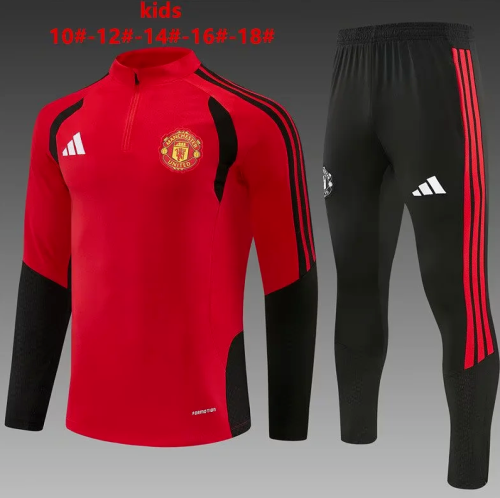 Youth 2026 Manchester United Red Soccer Training Sweater and Pants Child Football Kit