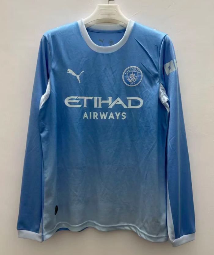 Long Sleeve Fan Version 2026-2027 Manchester City Home Soccer Jersey Man City Football Shirt