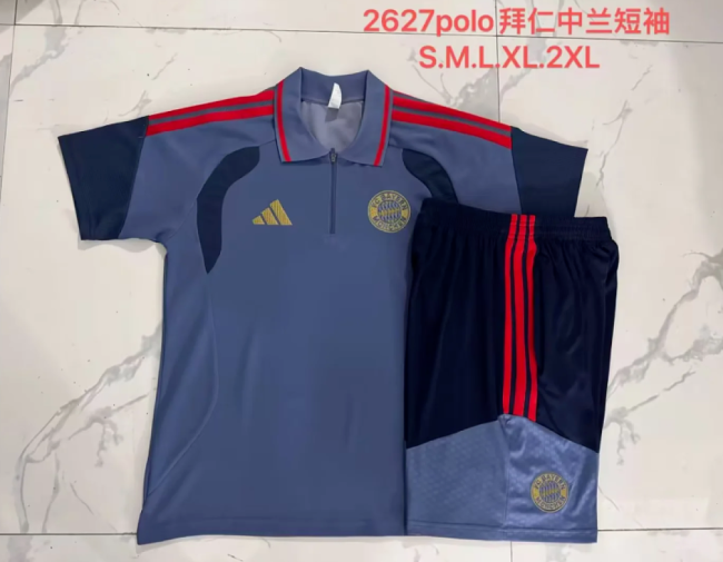 Adult Uniform 2026-2027 Bayern Munich Dark Blue Soccer Training Polo and Shorts Football Kits