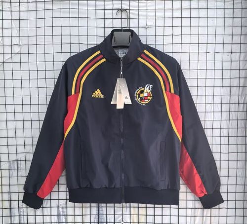Retro Jacket 2002 Spain Dark Blue Soccer Windbreaker Jacket Football Jacket