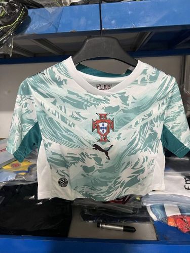 Women 2026 Portugal Away Crop Soccer Shirt Girl Football Jersey