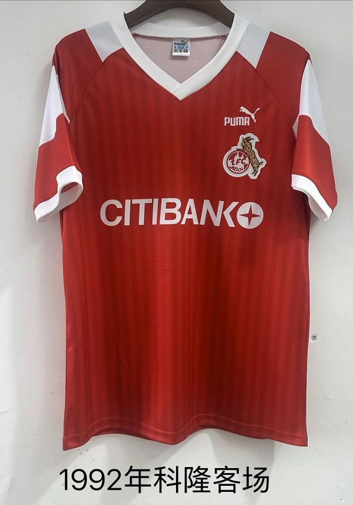 Retro Jersey 1992 1. FC Köln Away Red Soccer Jersey Vintage Koln Fooball Shirt