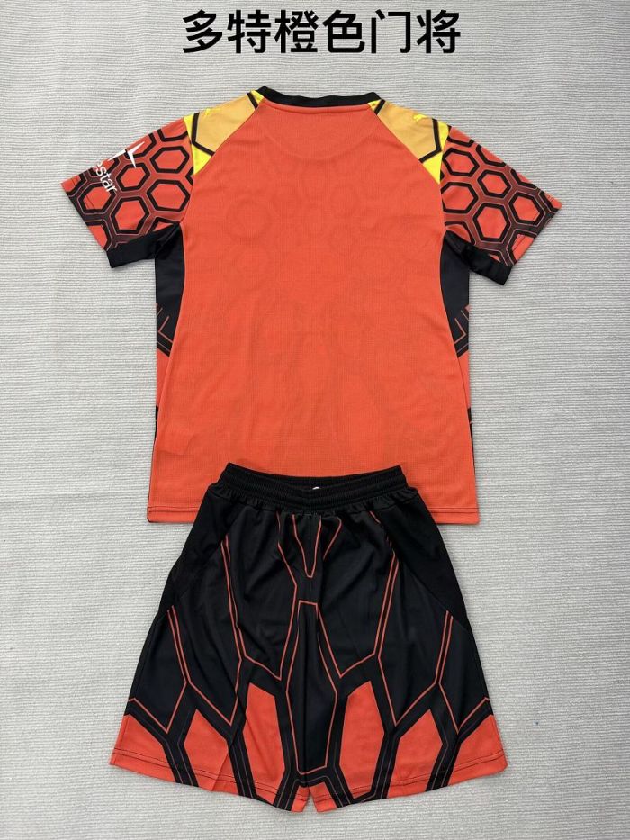 Youth Uniform Kids Kit 2026-2027 Borussia Dortmund Orange Goalkeeper Soccer Jersey Shorts BVB Child Football Set