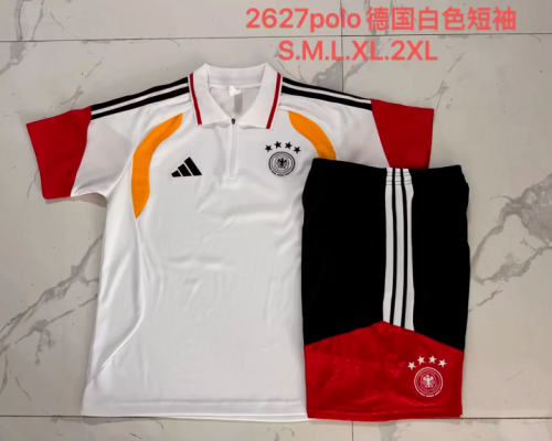 Adult Uniform 2026-2027 Germany White Soccer Training Polo and Shorts Football Kits