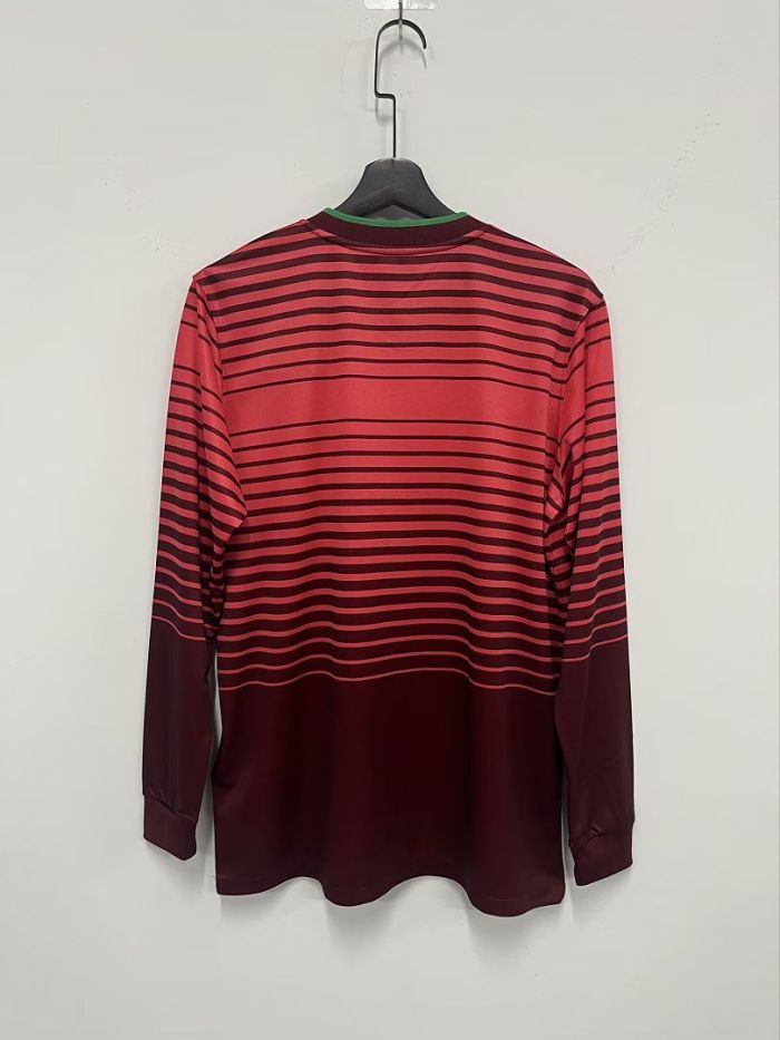 Long Sleeve Retro Jersey 2014 Portugal Home Soccer Jersey Vintage Football Shirt