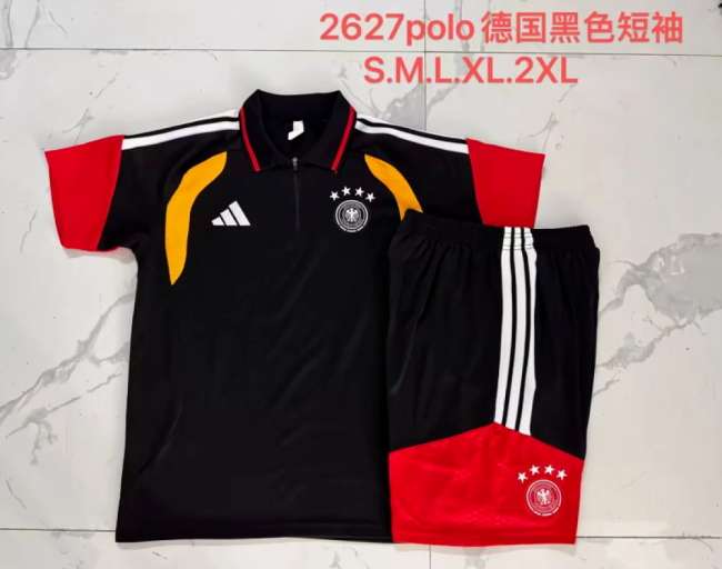 Adult Uniform 2026-2027 Germany Black Soccer Training Polo and Shorts Football Kits