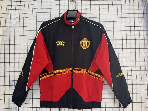 Retro Jacket Manchester United Black/Red Soccer Windbreaker Jacket Football Jacket