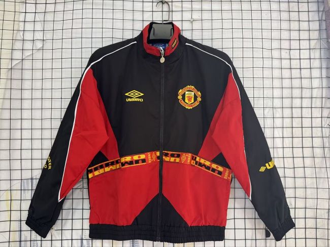 Retro Jacket Manchester United Black/Red Soccer Windbreaker Jacket Football Jacket