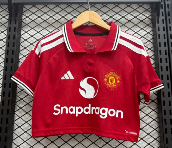 Women 2026-2027 Manchester United Home Crop Soccer Shirt Girl Football Jersey