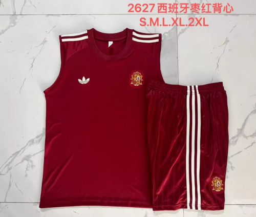 Adult Uniform 2026-2027 Spain Red Soccer Training Vest and Shorts Football Kits