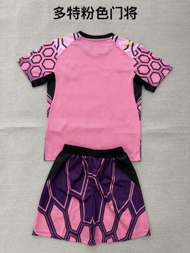 Youth Uniform Kids Kit 2026-2027 Borussia Dortmund Pink Goalkeeper Soccer Jersey Shorts BVB Child Football Set