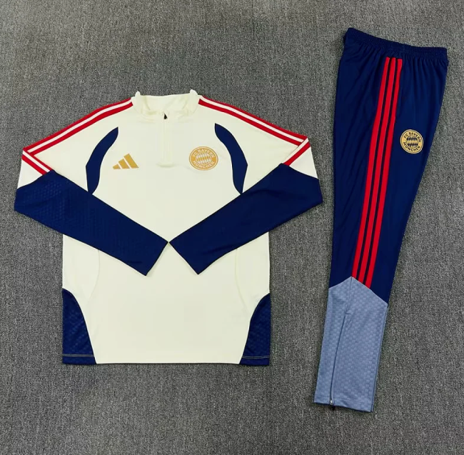 2026-2027 Bayern Munich Light Yellow Soccer Training Sweater and Pants Football Kit